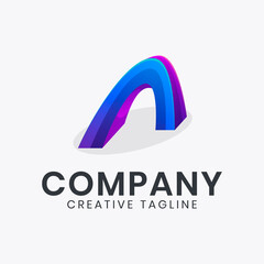 letter A dimensional colorful logo design