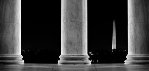 Washington Monument from Columns in Washington DC
