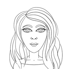 Linear drawing of a portrait of a girl