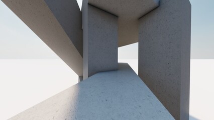 Architecture background geometric interior 3d render