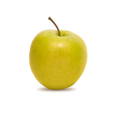 Yellow juicy apple isolated on white background.