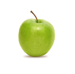 Green juicy apple isolated on white background.