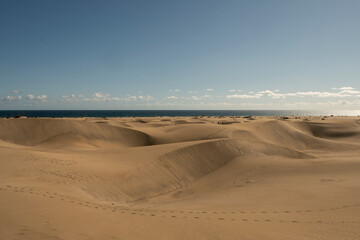 Vista de las dunas de Maspalomas en la isla de Gran Canaria, España