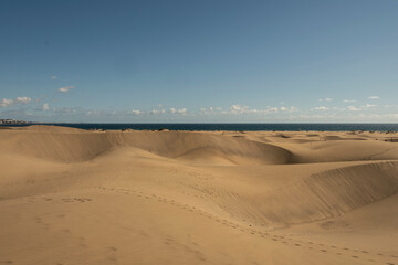 Vista de las dunas de Maspalomas en la isla de Gran Canaria, España