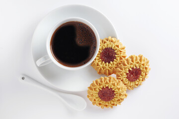 Cup of coffee and cookies