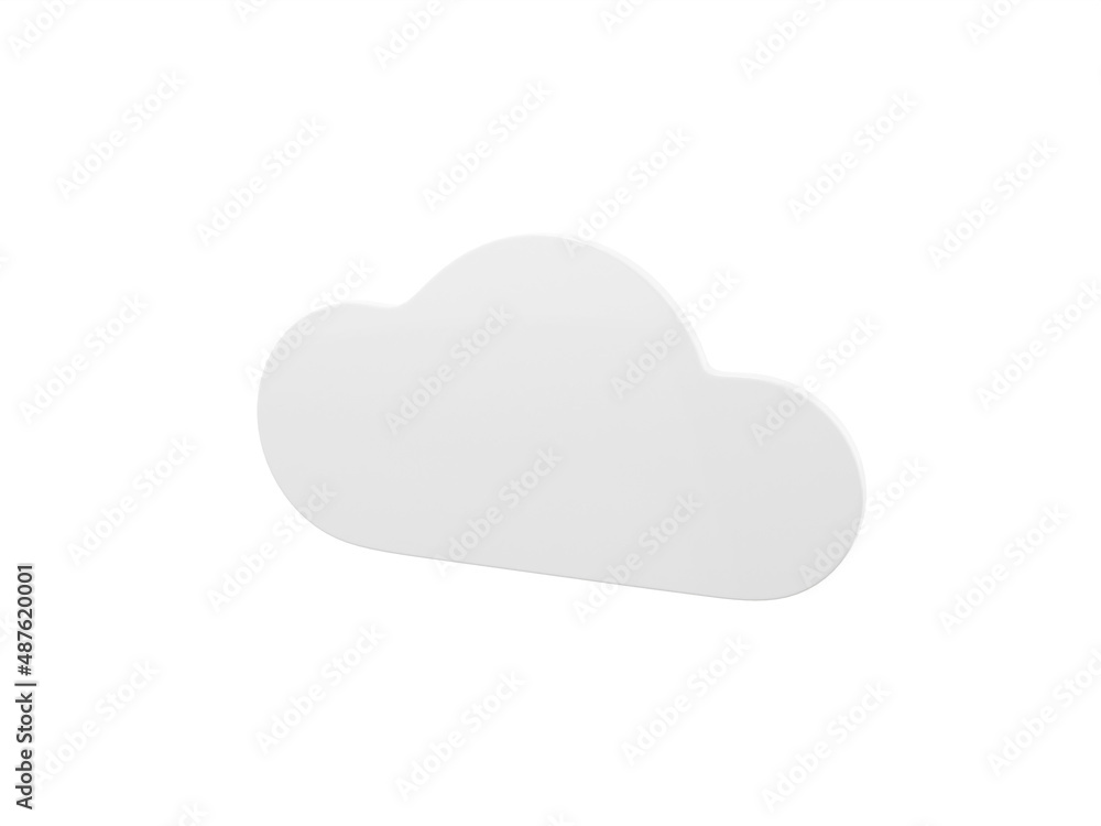 Poster white single color cloud half view on white monochrome background. minimalistic design object. 3d re