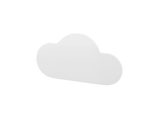 White single color cloud half view on white monochrome background. Minimalistic design object. 3d rendering icon ui ux interface element.