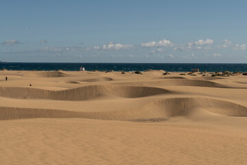Vista de las dunas de Maspalomas en la isla de Gran Canaria, Espa&ntilde;a