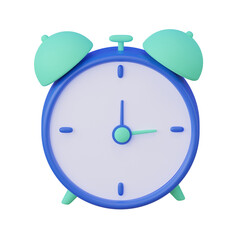 Fototapeta na wymiar 3d Icon Blue alarm clock with second hand hanging. 3d rendering.