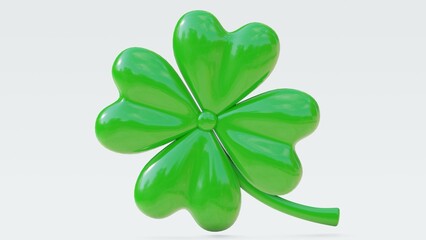Leaf clover. Isolated on white background. 3d render.