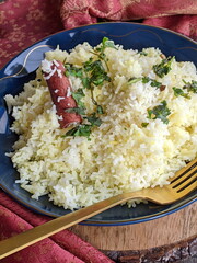 A bowl of fragrant Zafrani Pulao