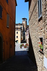 Fototapeta na wymiar Italy, Umbria: Foreshortening of small Village of Montone.