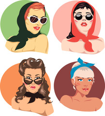 pin-up, set girls in retro style