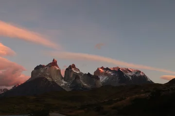 Tableaux ronds sur plexiglas Cuernos del Paine Sunrise at Torres del Paine National Park, Chile