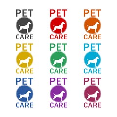 Pet care icon or logo, color set
