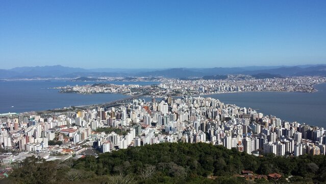 view from the top of the mountain Florian&oacute;polis Floripa Centro Downtown