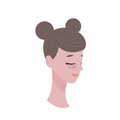 Cute young woman with Eye gel patches. Isolated flat illustration. Relax and cosmetic bady care concept.