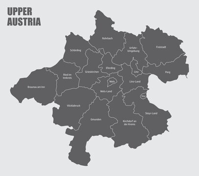 Upper Austria state administrative map