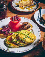 vegetarian omette brunch plate at the restaurant