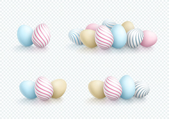 Easter Egg Pile Vector Elements Colorful 3d Isolated Sets
