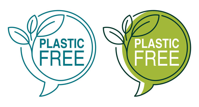 Plastic free, no polymers sign in bubble shape
