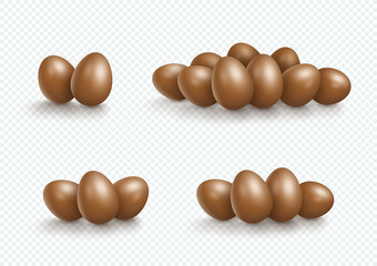 Easter Egg Pile Vector Elements Chocolate 3d Isolated Sets