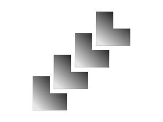 Grafika wektorowa przedstawiająca cztery obiekty powstałe w wyniku połączenia i przekształceń dwóch prostokątów. - obrazy, fototapety, plakaty