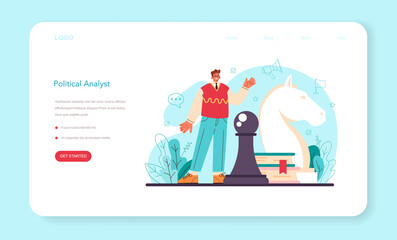 Political scientist web banner or landing page. Studying of political ideas
