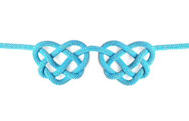 Blue heart shaped celtic knots isolated on white