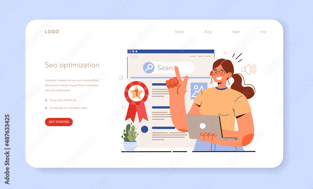 Aufkleber blog seo optimization. idea of search engine optimization for blog promotion