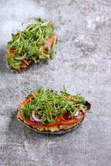 Vegetarian toast with microgreen
