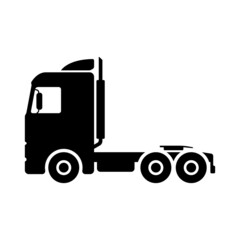 Truck tractor icon. Black silhouette. Side view. Vector simple flat graphic illustration. Isolated object on a white background. Isolate.