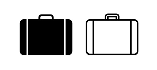 The suitcase icon. A symbol of travel or relocation. Luggage. A tourist symbol. Isolated raster illustration on white background.