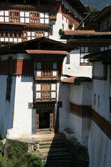 dzong (buddhist fortress) in trongsa in bhutan