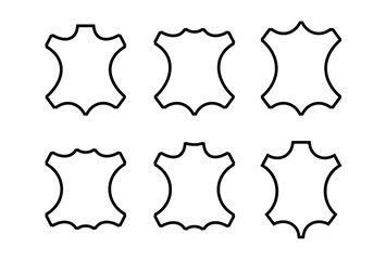 A collection of icons indicating the material from which the shoes are made (genuine leather). Symbols on shoe labels. Isolated vector illustration on white background.