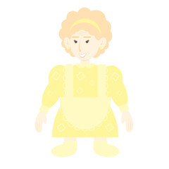 Vector illustration of an old woman. Grandmother. A lovely old woman in a yellow dress and headband.
Isolated
