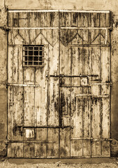 old wooden door at a historic building