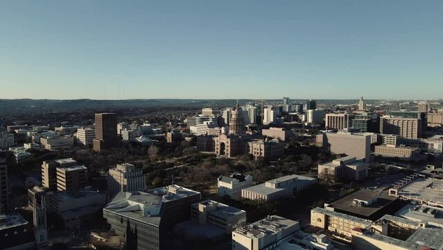 Austin, Texas - Aerial Shot of Texas State Capitol