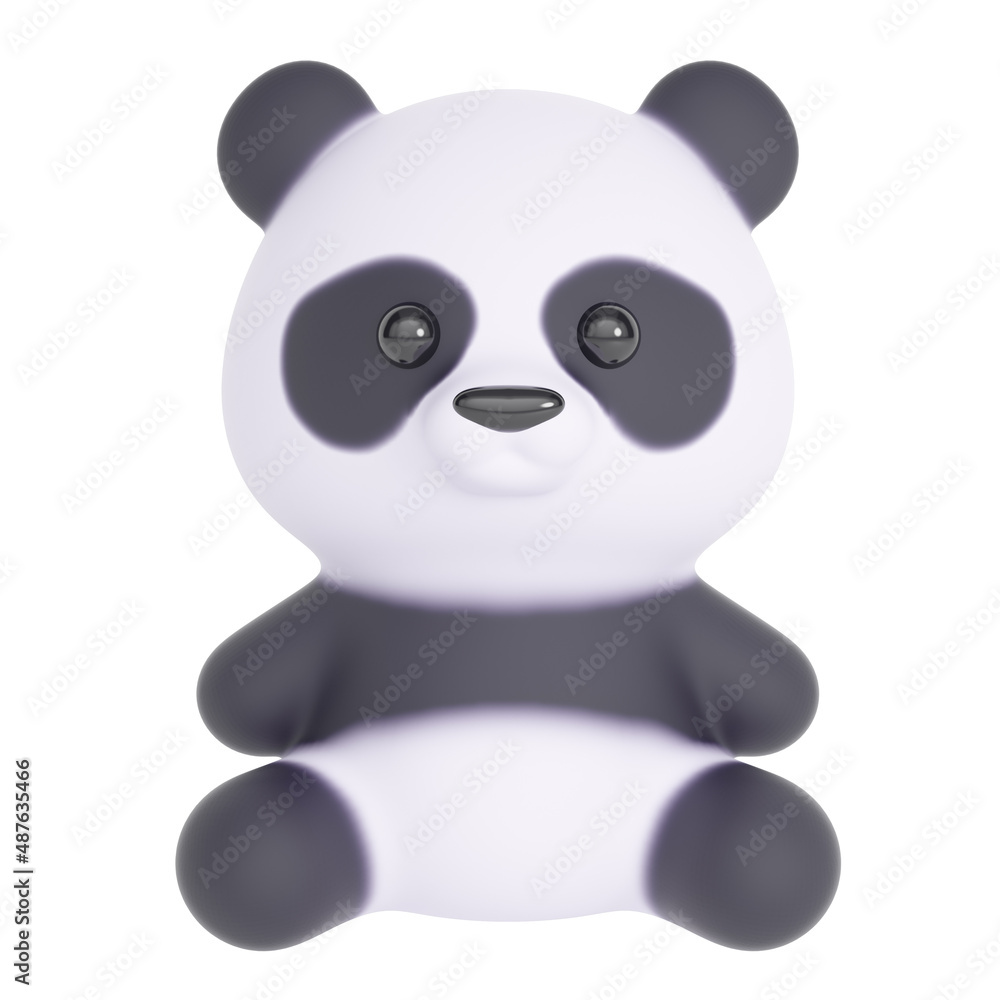 Poster panda sitting isolated on white background. 3d rendering
