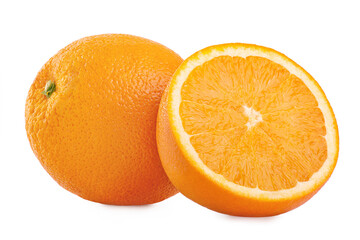 ripe juicy orange on white isolated background