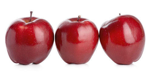 red ripe apples on a white isolated background