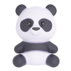 Panda sitting isolated on white background. 3d rendering