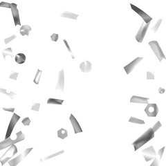 .Silver confetti. Vivid blur effect. Festive foil. Great design for any purpose. Holiday, birthday. Silver sequins. Light glare.