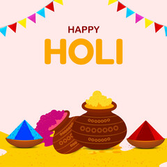 colorful happy holi festival illusttration..