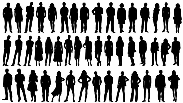 people set black silhouette, isolated vector