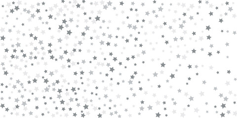 Fototapeta na wymiar Silver star confetti. Falling stars on a white background. Illustration of flying shining stars. Decorative element. Suitable for your design, postcards, invitations, gift, vip.
