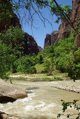 View down canyon with river