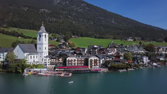 Aerial of St. Wolfgang im Salzkammergut, Austria