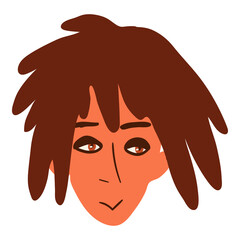 Female face sticker handdrawn illustration