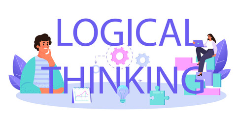 Logical thinking typographic header. Logician systematicly studying